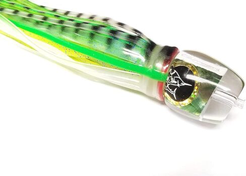 Lobo Lures #45 Pelagic Magic 14" UV Green Shell Plunger Style Tuna Marlin Trolling Lure Made in The USA in Saudi Arabia