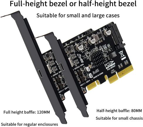 USB PCIE Card Type C PCI-Express 4X to USB 3.2 Gen 2X2 (20Gbps) ASM3242 Chipset for 8/10/Linux in Saudi Arabia
