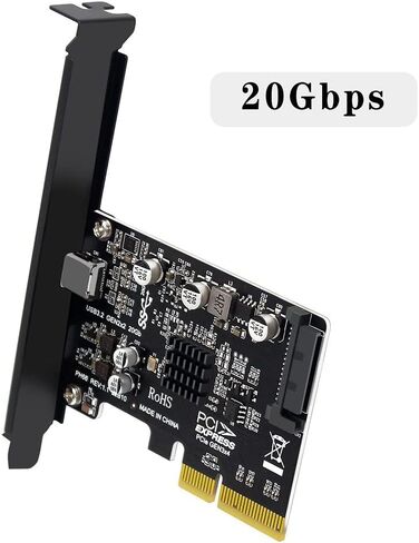 USB PCIE Card Type C PCI-Express 4X to USB 3.2 Gen 2X2 (20Gbps) ASM3242 Chipset for 8/10/Linux in Saudi Arabia