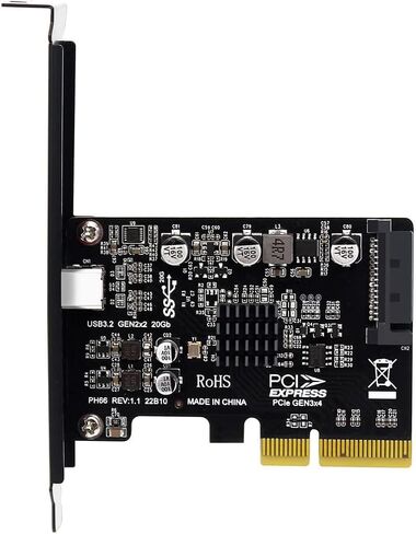USB PCIE Card Type C PCI-Express 4X to USB 3.2 Gen 2X2 (20Gbps) ASM3242 Chipset for 8/10/Linux in Saudi Arabia
