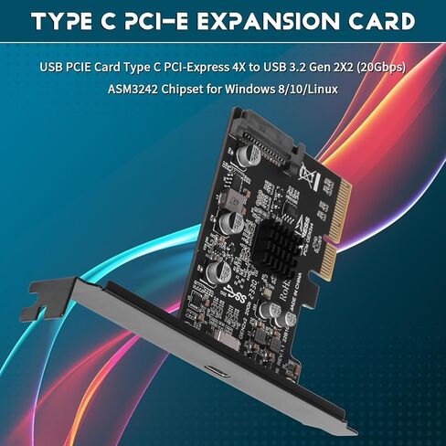USB PCIE Card Type C PCI-Express 4X to USB 3.2 Gen 2X2 (20Gbps) ASM3242 Chipset for 8/10/Linux in Saudi Arabia