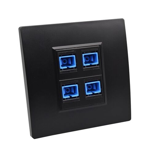 Black 4-Port SC-SC UPC Wall Plate Female SC Fiber Optic Connector Socket 86x86mm in Saudi Arabia