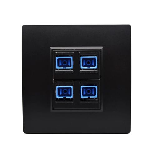 Black 4-Port SC-SC UPC Wall Plate Female SC Fiber Optic Connector Socket 86x86mm in Saudi Arabia