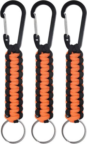 M METERXITY 3-Pack Braided Paracord Keychain with Clips, 6.7 Inch Paracord Lanyard Clips Durable Hanger Hook for Backpacks Water Bottle for Camping/Hiking/Fishing/Traveling [Black] in Saudi Arabia