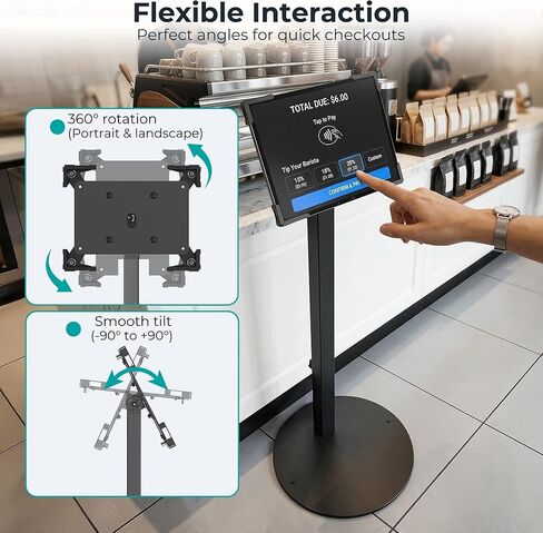 Anti-Theft iPad Kiosk Stand, Adjustable Tablet Floor Stand for Business Retail POS Checkout, Security Display Mount Fits 10-14" iPad Pro 12.9 11 10.9, Galaxy Tab & Surface Pro, 360° Rotating in Saudi Arabia