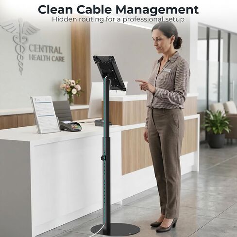 Anti-Theft iPad Kiosk Stand, Adjustable Tablet Floor Stand for Business Retail POS Checkout, Security Display Mount Fits 10-14" iPad Pro 12.9 11 10.9, Galaxy Tab & Surface Pro, 360° Rotating in Saudi Arabia