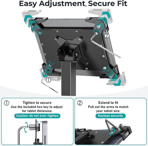 Anti-Theft iPad Kiosk Stand, Adjustable Tablet Floor Stand for Business Retail POS Checkout, Security Display Mount Fits 10-14" iPad Pro 12.9 11 10.9, Galaxy Tab & Surface Pro, 360° Rotating in Saudi Arabia