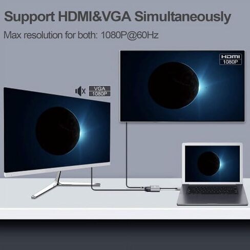 كابل HDMI قوي إلى VGA بدقة 1080P Full HD - أسود in Saudi Arabia