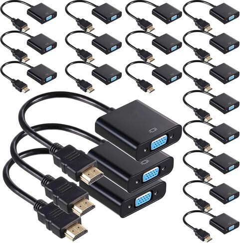 كابل HDMI إلى VGA مطلي بالذهب 20 حزمة من Crystal Clear 1080P Full HD لـ Raspberry Pi - أسود in Kuwait