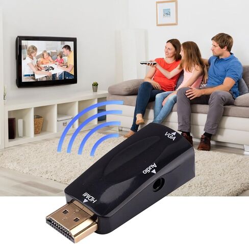 كابل HDMI إلى VGA بسيط بطول 5 متر مطلي بالذهب بدقة 1080 بكسل عالي الدقة - أسود in Kuwait