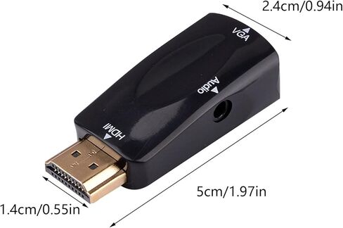 كابل HDMI إلى VGA بسيط بطول 5 متر مطلي بالذهب بدقة 1080 بكسل عالي الدقة - أسود in Kuwait