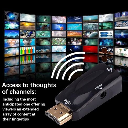 كابل HDMI إلى VGA بسيط بطول 5 متر مطلي بالذهب بدقة 1080 بكسل عالي الدقة - أسود in Kuwait