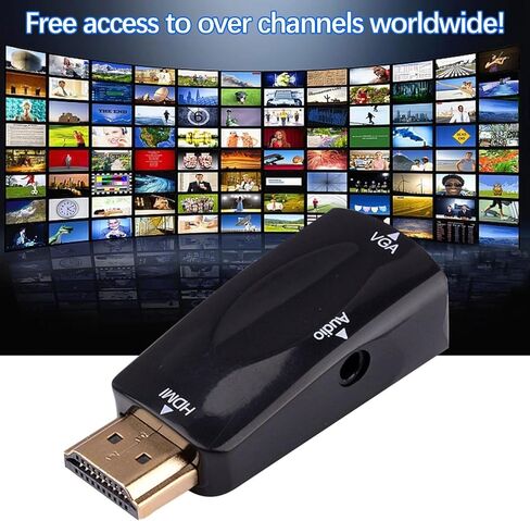 كابل HDMI إلى VGA بسيط بطول 5 متر مطلي بالذهب بدقة 1080 بكسل عالي الدقة - أسود in Kuwait