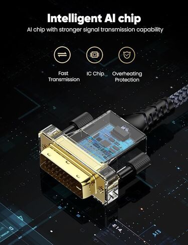 كابل HDMI إلى VGA بطول 6 أقدام من النايلون المطلي بالذهب بدقة 1080 بكسل عالي الدقة - أسود in Saudi Arabia