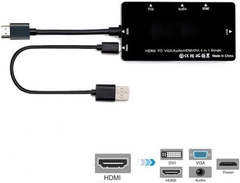 Direct 4-in-1 HDMI to VGA Adapter 1080P Full HD - Black in Saudi Arabia