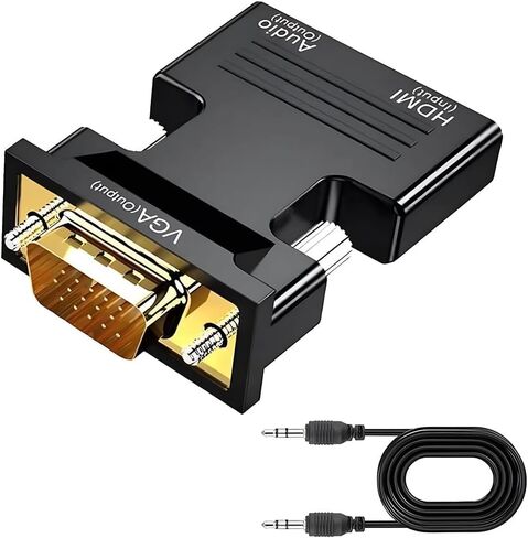 Elite 5M Gold-Plated HDMI to VGA Adapter 1080P Full HD for Raspberry Pi - Black in Saudi Arabia