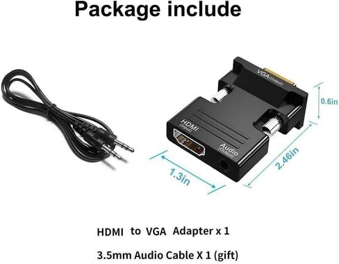 Elite 5M Gold-Plated HDMI to VGA Adapter 1080P Full HD for Raspberry Pi - Black in Saudi Arabia