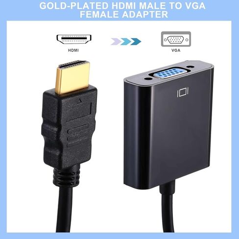 Vibrant 10-Pack Gold-Plated HDMI to VGA Cable 1080P Full HD for Raspberry Pi - Black in Saudi Arabia