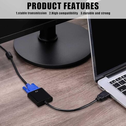 Vibrant 10-Pack Gold-Plated HDMI to VGA Cable 1080P Full HD for Raspberry Pi - Black in Saudi Arabia