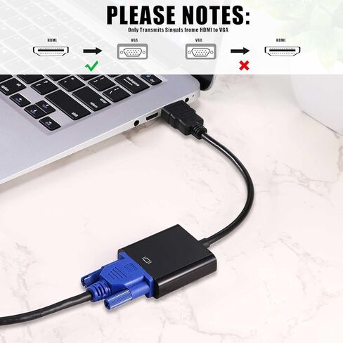 Vibrant 10-Pack Gold-Plated HDMI to VGA Cable 1080P Full HD for Raspberry Pi - Black in Saudi Arabia