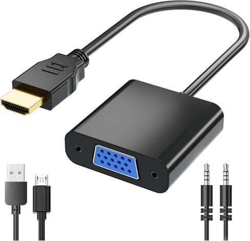 Radiant 5M Gold-Plated HDMI to VGA Adapter 1080P Full HD - Black in Saudi Arabia