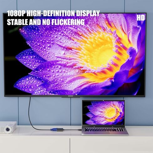 Radiant 5M Gold-Plated HDMI to VGA Adapter 1080P Full HD - Black in Saudi Arabia