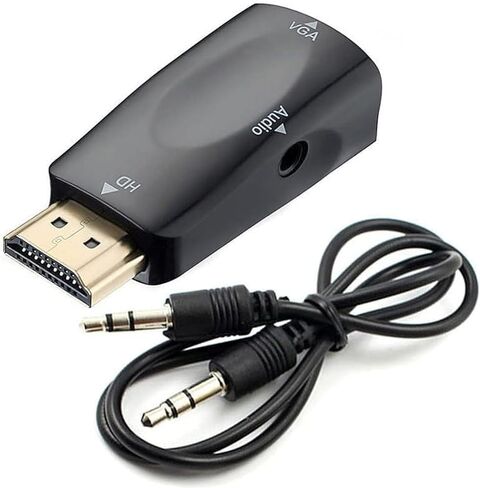 Elegant 5M Gold-Plated HDMI to VGA Cable 1080P Full HD - Black in Saudi Arabia