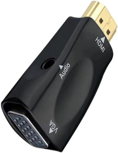 Elegant 5M Gold-Plated HDMI to VGA Cable 1080P Full HD - Black in Saudi Arabia