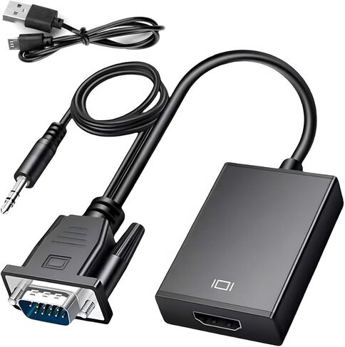 Heavy-Duty VGA to HDMI Adapter 1080P Full HD - Black in Saudi Arabia