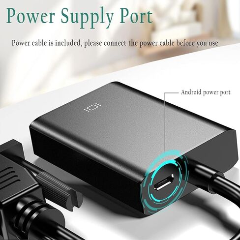 Heavy-Duty VGA to HDMI Adapter 1080P Full HD - Black in Saudi Arabia