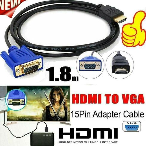 كابل HDMI عالمي إلى VGA 1080P Full HD - أسود in Saudi Arabia