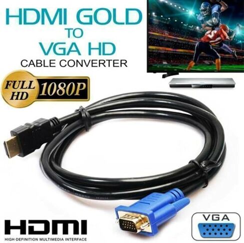 كابل HDMI عالمي إلى VGA 1080P Full HD - أسود in Saudi Arabia