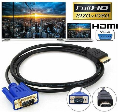 كابل HDMI عالمي إلى VGA 1080P Full HD - أسود in Saudi Arabia