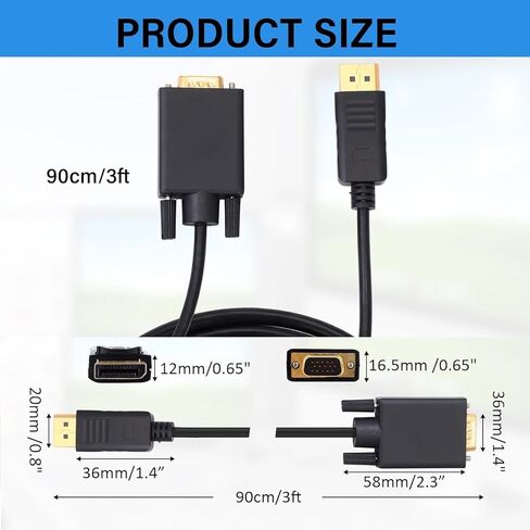 Pro-Series 6-Pack 3FT Gold-Plated HDMI to VGA Cable 1080P Full HD - Black in Saudi Arabia