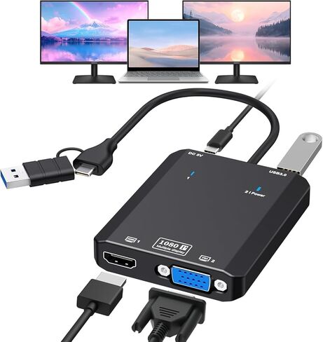 Effortless HDMI to VGA Adapter 1080P Full HD - Black in Saudi Arabia