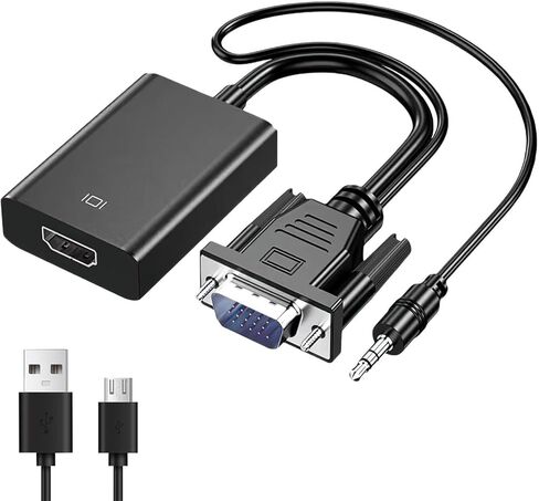 محول VGA إلى HDMI مرن بدقة 1080P Full HD - أسود in Kuwait
