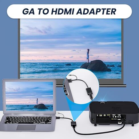 محول VGA إلى HDMI مرن بدقة 1080P Full HD - أسود in Kuwait