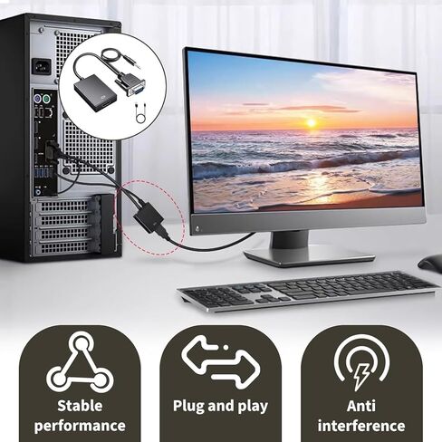 محول VGA إلى HDMI مرن بدقة 1080P Full HD - أسود in Kuwait