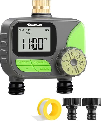 DEWENWILS Sprinkler Timer 4 Zone, Water Timer for Garden Hose with Rain Delay/Manual/AUTO Irrigation, Programmable Outdoor Faucet Hose for Yard, Lawn in Saudi Arabia
