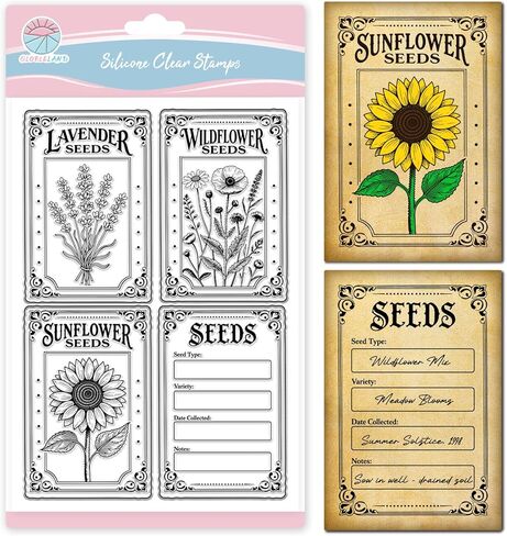 GLOBALAND Plants Pattern Transparent Stamps Flower Text Reuse Clear Stamps Tiny Vintage Style Silicone Clear Stamp Seals for DIY Scrapbooking Photo Album Decorative Cards Making (10 Styles) in Saudi Arabia