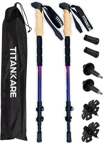 Collapsible Lightweight Trekking Poles – Walking Sticks for Seniors, Cork Grips Adjustable Carbon Fibre Nordic Poles for Men, Women, Hiking Ultralight for Backpacking or Camping –Carbon Pro in Saudi Arabia