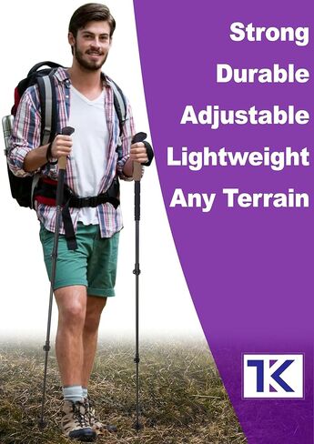 Collapsible Lightweight Trekking Poles – Walking Sticks for Seniors, Cork Grips Adjustable Carbon Fibre Nordic Poles for Men, Women, Hiking Ultralight for Backpacking or Camping –Carbon Pro in Saudi Arabia
