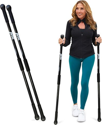 Weighted Walking Sticks for Seniors, Women & Men – 1.2lb Each Ergonomic Hiking Poles for Balance, Posture & Stability – Durable Trekking Poles for Walking (Small, Black) in Saudi Arabia