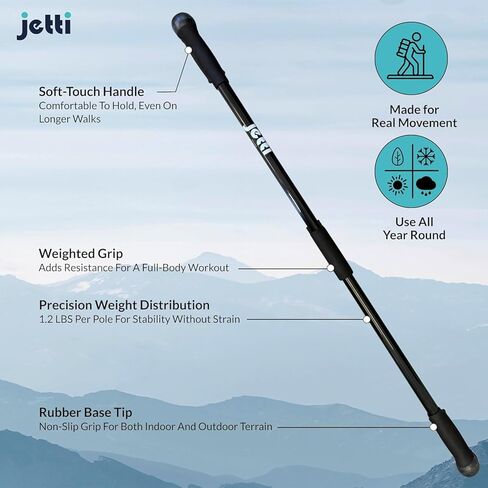 Weighted Walking Sticks for Seniors, Women & Men – 1.2lb Each Ergonomic Hiking Poles for Balance, Posture & Stability – Durable Trekking Poles for Walking (Small, Black) in Saudi Arabia