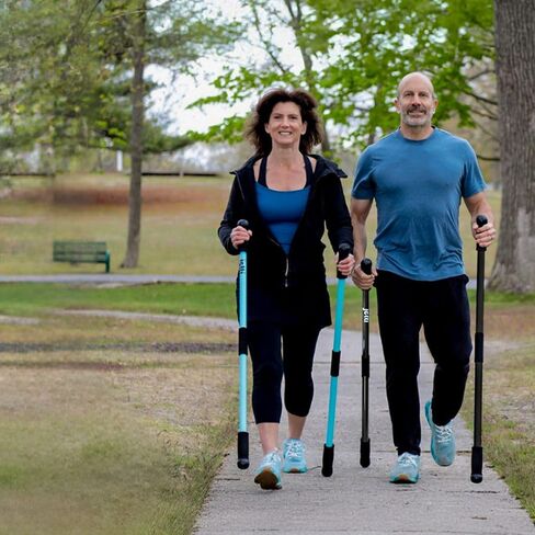 Weighted Walking Sticks for Seniors, Women & Men – 1.2lb Each Ergonomic Hiking Poles for Balance, Posture & Stability – Durable Trekking Poles for Walking (Small, Black) in Saudi Arabia
