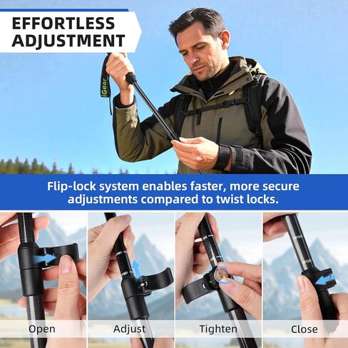 aiGear Carbon Fiber Trekking Poles, Ultra Strong Lightweight Collapsible Hiking Poles with Cork Grips Quick Flip Locks & All-Terrain Accessories for Men & Women Backpacking Camping in Saudi Arabia
