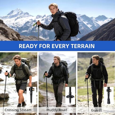 aiGear Carbon Fiber Trekking Poles, Ultra Strong Lightweight Collapsible Hiking Poles with Cork Grips Quick Flip Locks & All-Terrain Accessories for Men & Women Backpacking Camping in Saudi Arabia