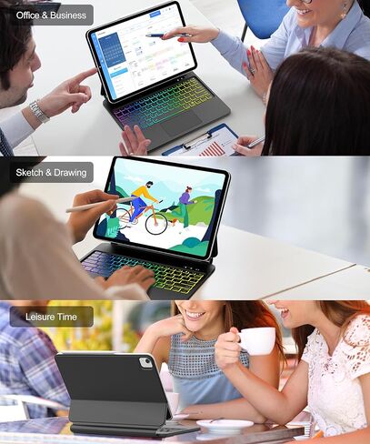 لوحة مفاتيح WINCHKING السحرية لجهاز iPad Air 13 بوصة (M3 2025 & M2 2024) + iPad Pro 12.9 بوصة من الجيل السادس إلى الثالث (2022-2018) - حافظة نحيفة مع لوحة تتبع متعددة اللمس، وحامل عائم ومفاتيح بإضاءة خلفية - أسود in Kuwait