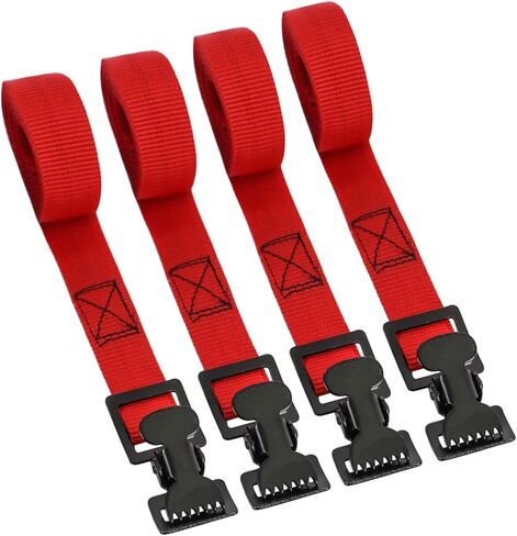 XSTRAP STANDARD 4pk 1" x 5-1/2ft JUST Clip All-Purpose Lashing Strap, Alligator Thumb Buckle Cargo Secure Utility Webbing, Red in Saudi Arabia