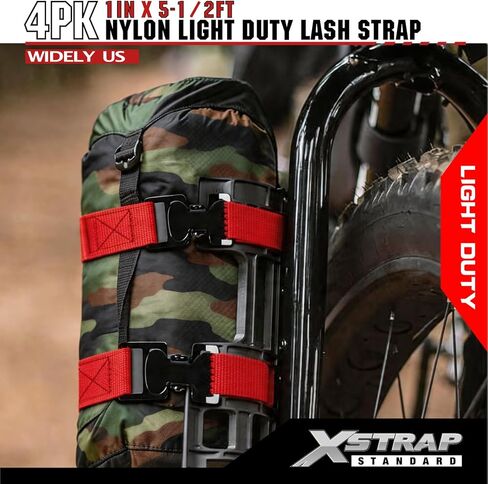 XSTRAP STANDARD 4pk 1" x 5-1/2ft JUST Clip All-Purpose Lashing Strap, Alligator Thumb Buckle Cargo Secure Utility Webbing, Red in Saudi Arabia